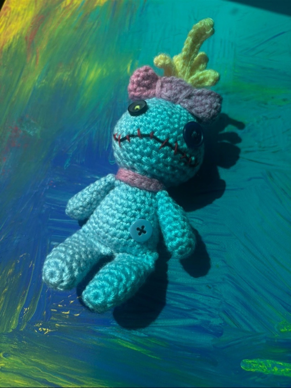 Handmade Crochet Rag Doll Keychain 6 1/2” - Picture 3 of 4